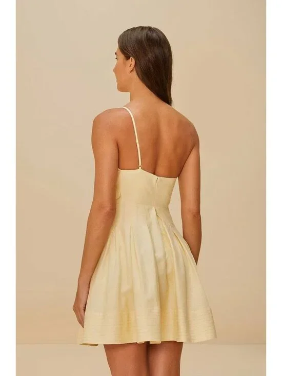 NWOT Farm Rio Lea One Shoulder Off-White Linen Blend Mini Dress Size M 3D Petal - Picture 3 of 16